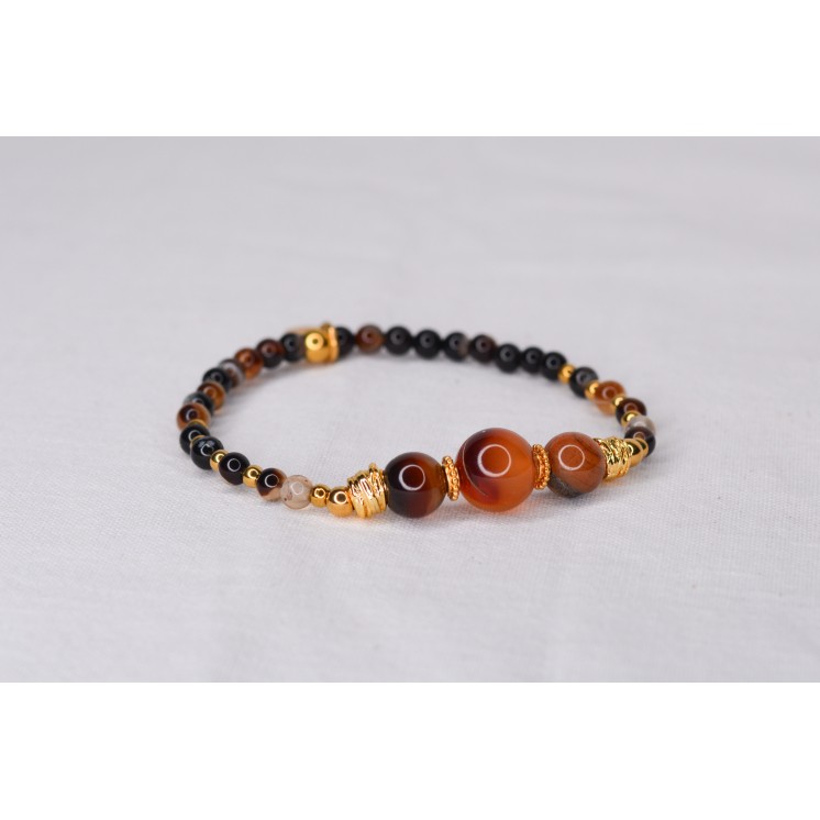 Bracelet EMY 3B Agate Marron | Pierre Stabilité Ancrage Sécurité