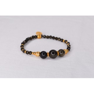 copy of Bracelet EMY 3B Obsidienne Gold à facettes
