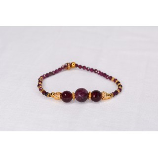 Bracelet EMY 3B Grenat Rouge | Pierre Vitalité Passion Courage