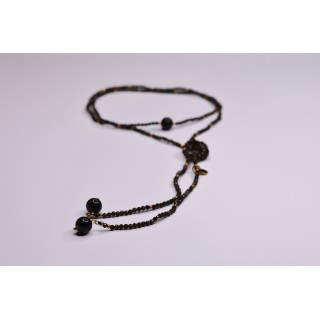 Collier LOLA Obsidienne Gold à Facettes 99€ | Perles Naturelles Acier Doré