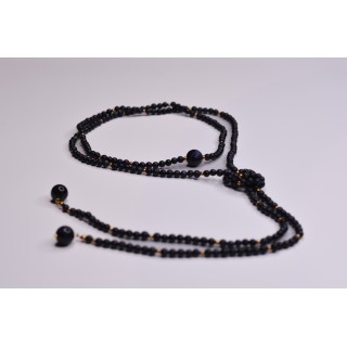 Collier LOLA Blue Sandstone 99€ | Perles Naturelles Acier Doré 120cm