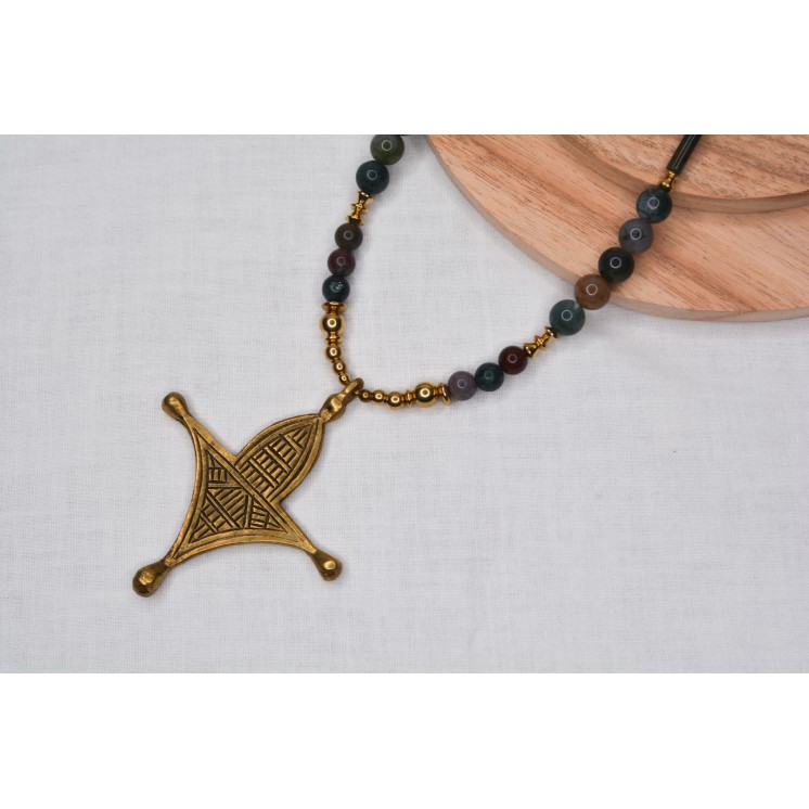 COLLECTION ETHNIQUE - Croix Touarègue AGATE INDIENNE