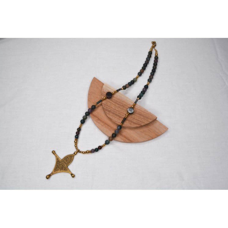 COLLECTION ETHNIQUE - Croix Touarègue AGATE INDIENNE