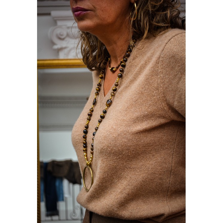 COLLECTION ETHNIQUE - Collier Amélie OEIL DE TIGRE