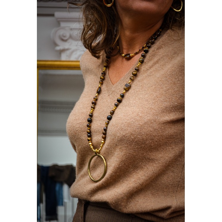 COLLECTION ETHNIQUE - Collier Amélie OEIL DE TIGRE