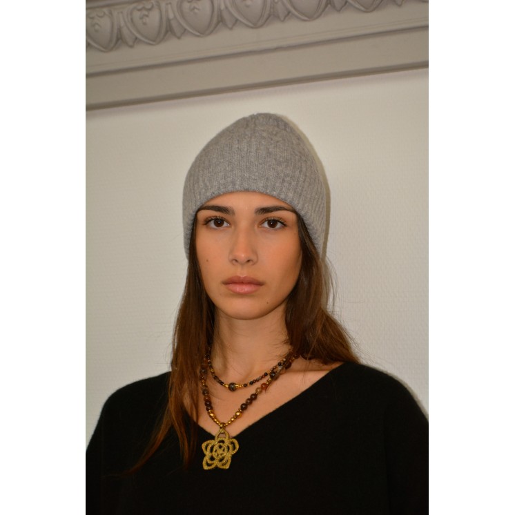 Collier ethnique - fleur - Agate marron