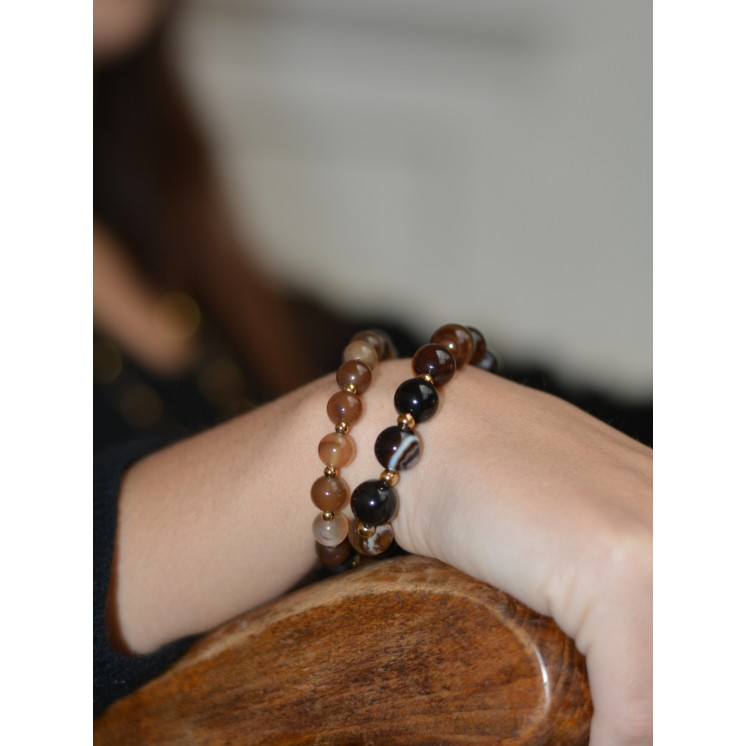 Bracelet LORI Agate Marron 10mm