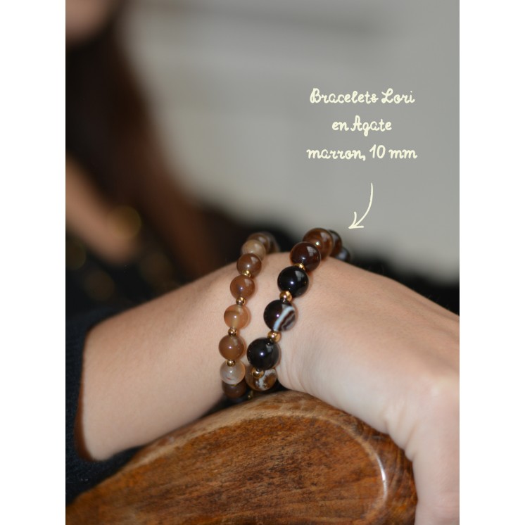 Bracelet LORI Agate Marron 10mm