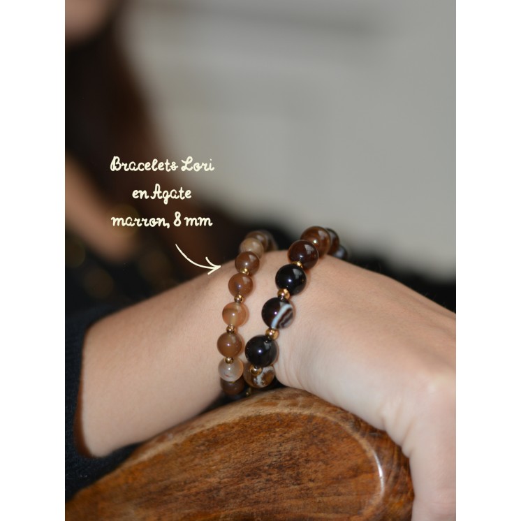Bracelet LORI Agate Marron 8mm