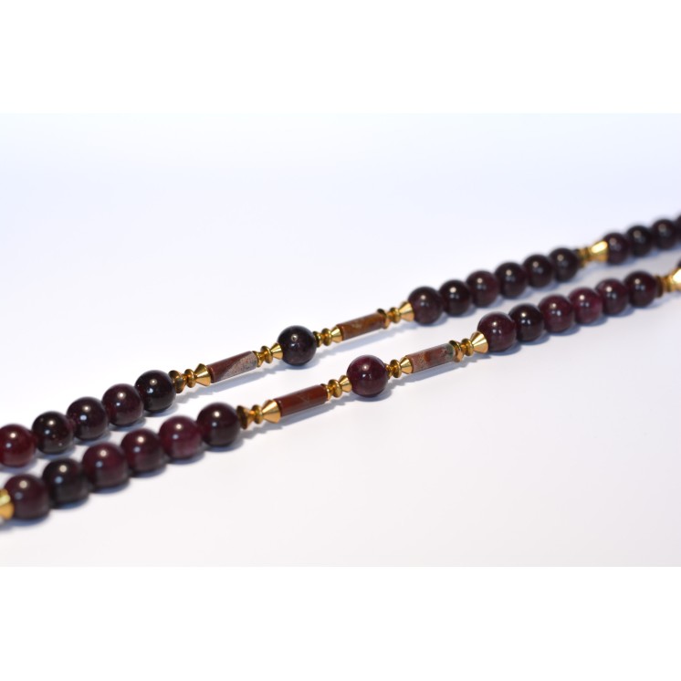 Collier ethnique- Croix éthiopienne - Grenat