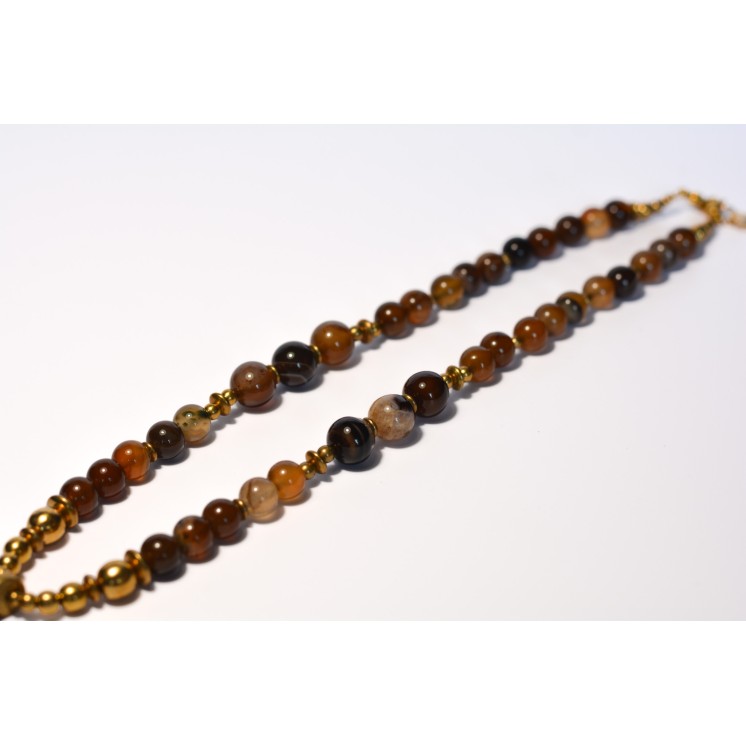 Collier ethnique - fleur - Agate marron
