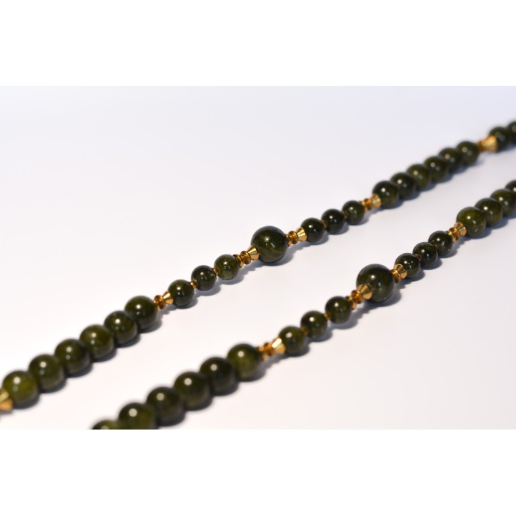 Collier ethnique- Géko- Jade kaki