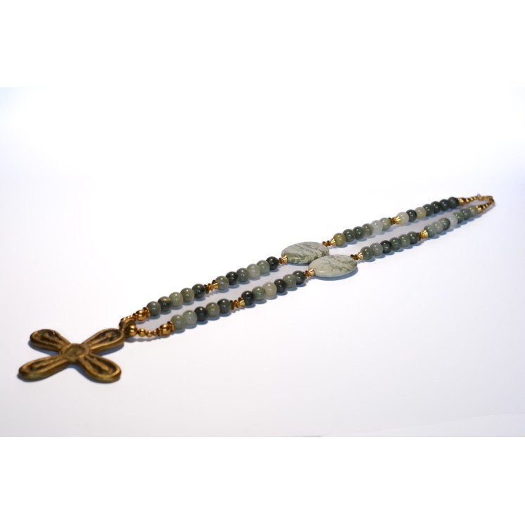 Collection Ethnique - FLEUR GM JASPE VERTE