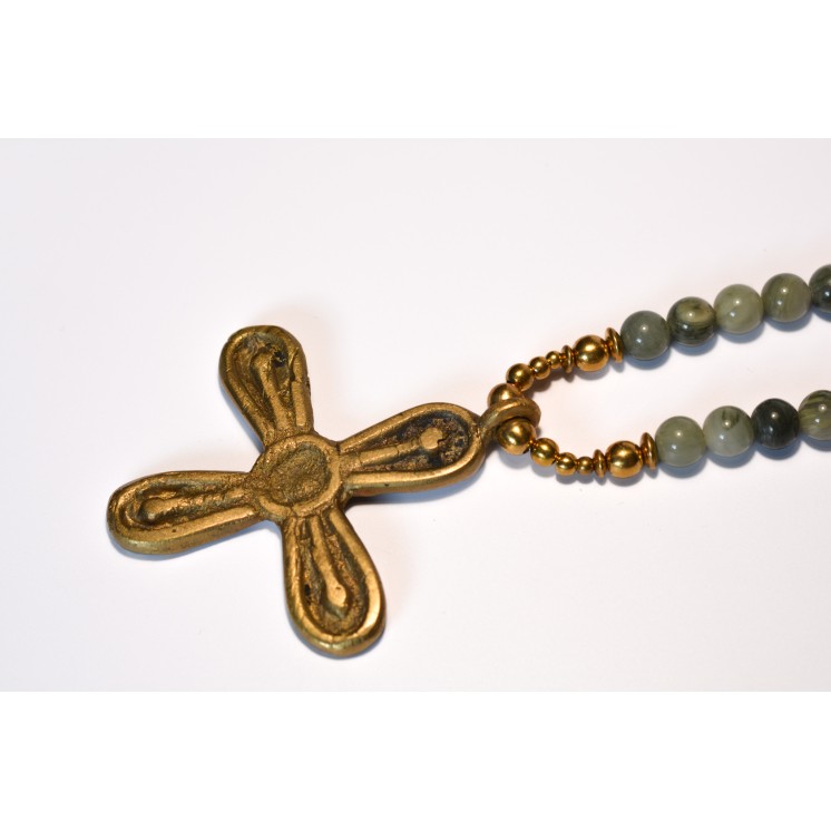 Collection Ethnique - FLEUR GM JASPE VERTE