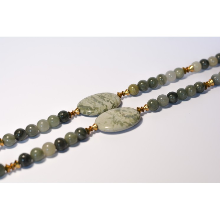 Collection Ethnique - FLEUR GM JASPE VERTE