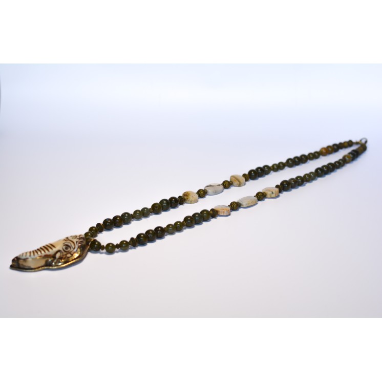 Collection Ethnique -ÉLÉPHANT GM LABRADORITE KAKI