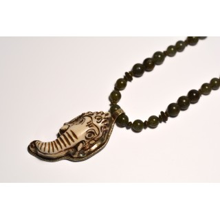 Collection Ethnique -ÉLÉPHANT GM LABRADORITE KAKI