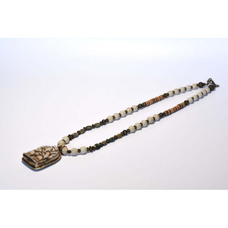 Collier Ethnique - Petit Modèle Ganesh - Howlite et Turquoise Africain