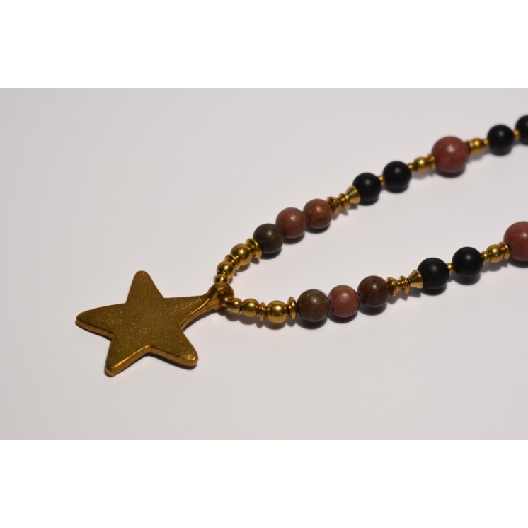Collection Ethnique - ETOILE RHODONITE ET ONYX MAT
