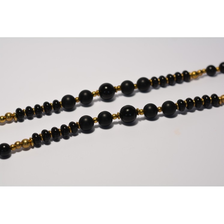 Collier ethnique- Croix - Onyx noire