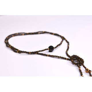 Collier LOLA Obsidienne Gold à Facettes 99€ | Perles Naturelles Acier Doré