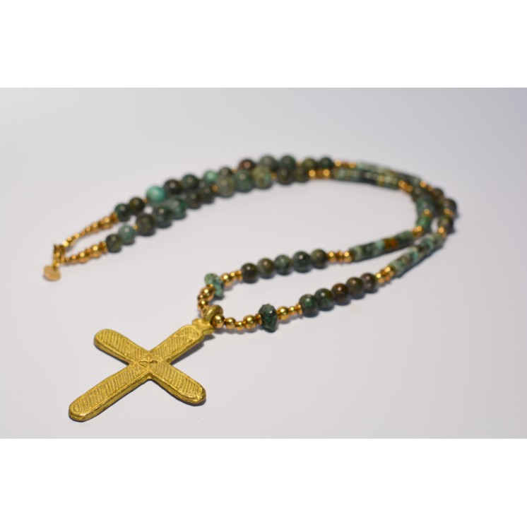 Collection Ethnique - CROIX COPTE ETHIOPIE GM TURQUOISE AFRICAINE