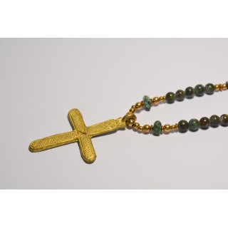 Collection Ethnique - CROIX COPTE ETHIOPIE GM TURQUOISE AFRICAINE