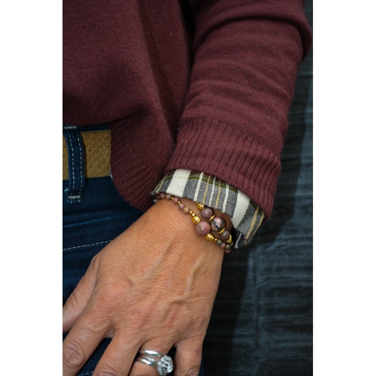 Bracelet EMY 1B Rhodonite Rose | Pierre Amour Compassion