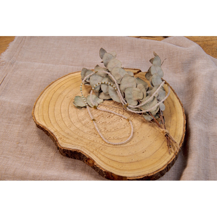 Collier LIV - Motifs Étoile et cœur en Quartz rose et Jade