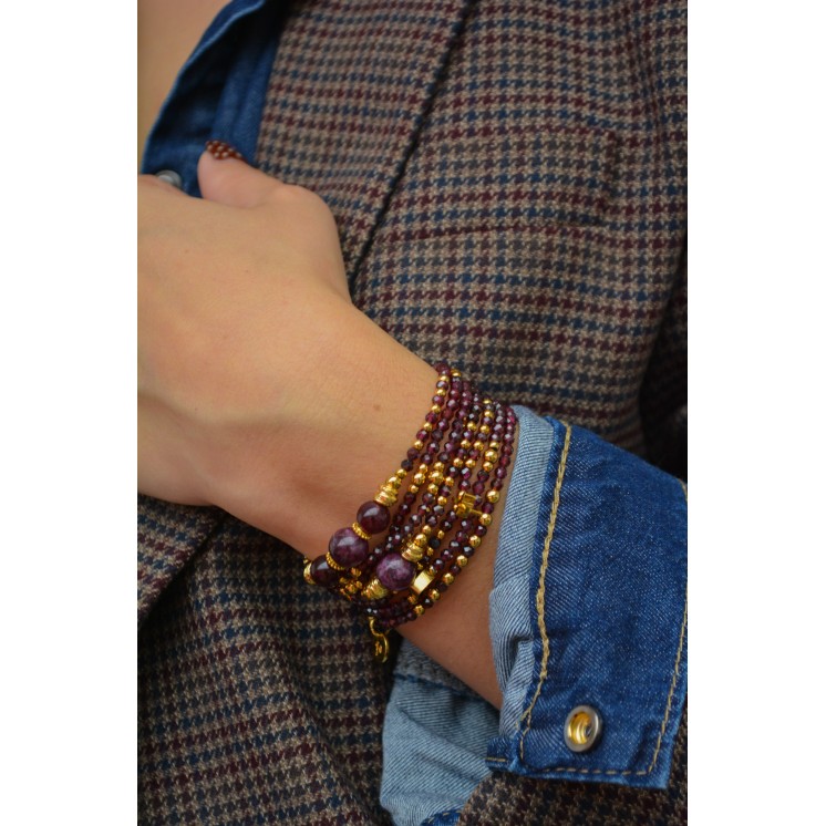 Bracelet EMY 1B Grenat Facettes 45€ | Pierre Rouge Énergie