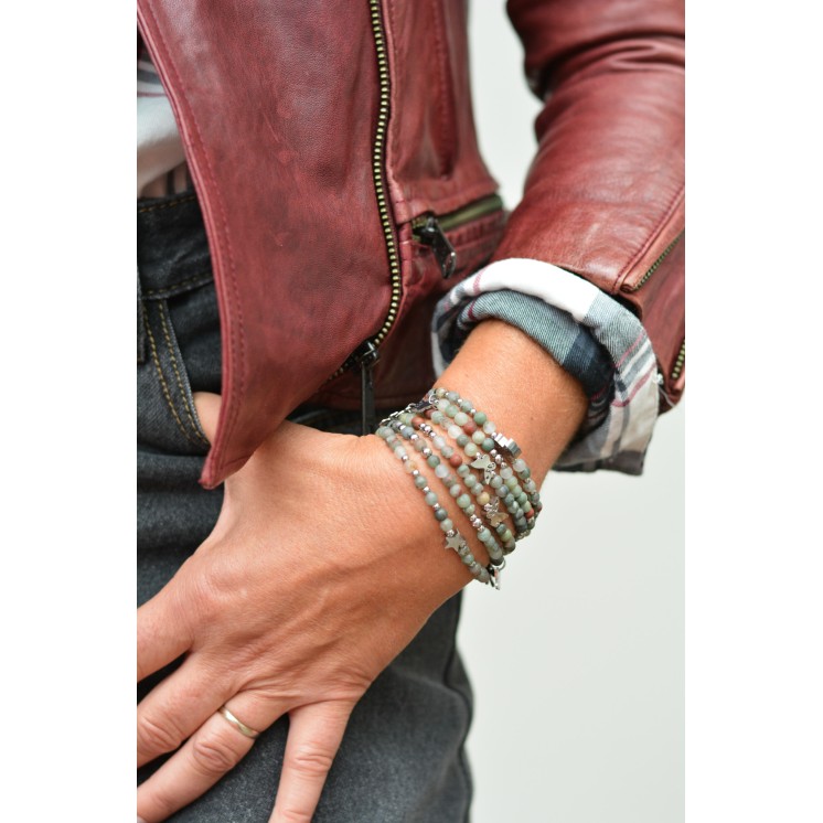 Bracelet LINA Simple - Jaspe African Blood mate Ange