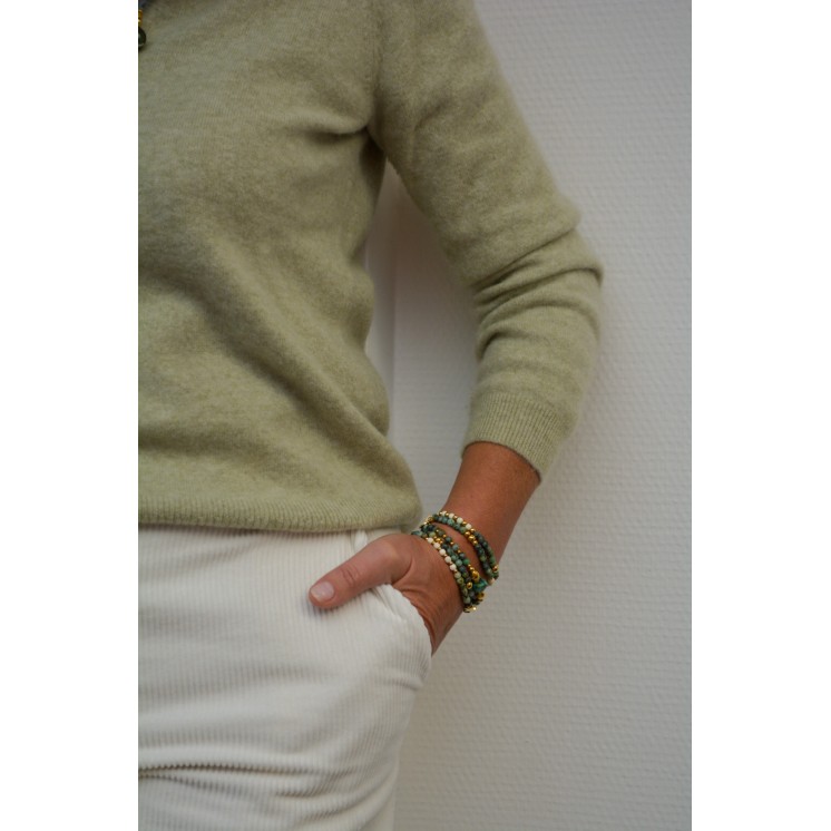 Bracelet LINA Double - Motif Soleil en Turquoise d'Afrique et Howlite