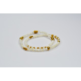 Bracelet LINA Double - Perles de coquillage blanche