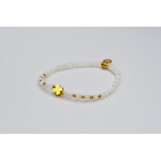 Bracelet LINA Simple Perles de Coquillage blanche - Trèfle