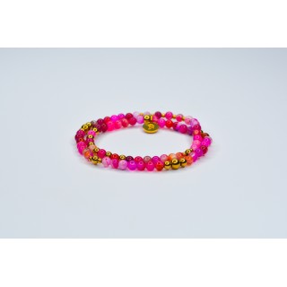 Bracelet LINA Double Agate Fushia rayée