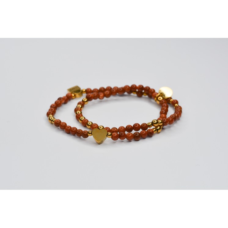 Bracelet LINA Double Sun Sandstone - Coeur et Cadenas