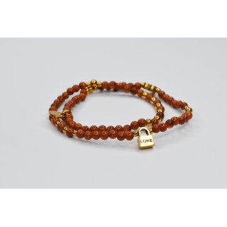Bracelet LINA Double Sun Sandstone - Coeur et Cadenas