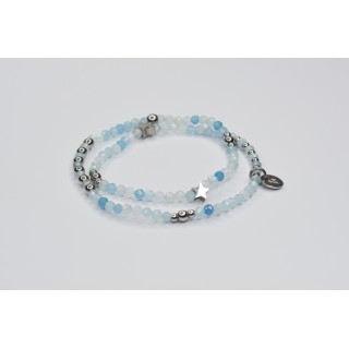 Bracelet LINA Double Aigue-Marine - Étoile et Papillon