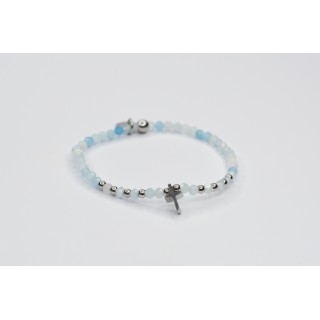 Bracelet LINA Simple Aigue-Marine - Croix