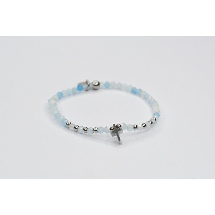 Bracelet LINA Simple Aigue-Marine - Croix
