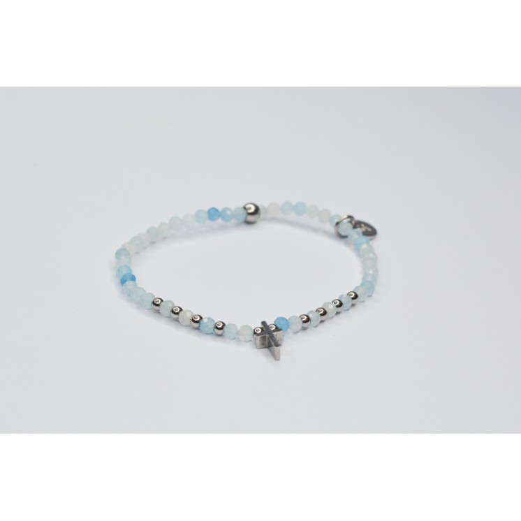 Bracelet LINA Simple Aigue-Marine - Croix