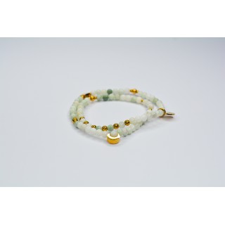 Bracelet LINA Double Jade de Birmanie - Etoile et Lune
