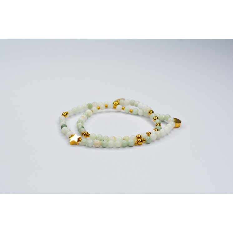 Bracelet LINA Double Jade de Birmanie - Etoile et Lune