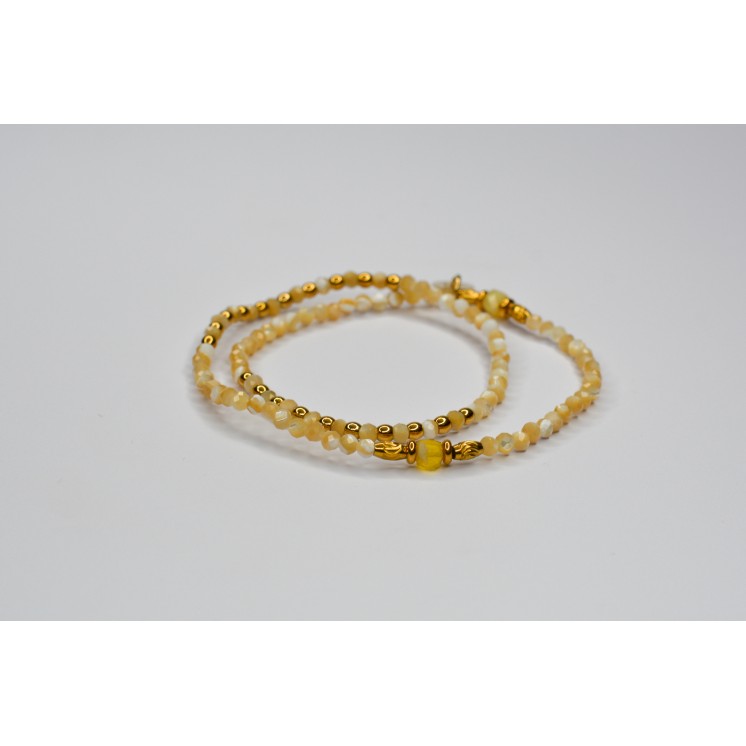 Bracelet ROSE Double Perles de Coquillage