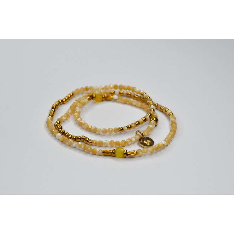 Bracelet ROSE Triple Perles de Coquillage