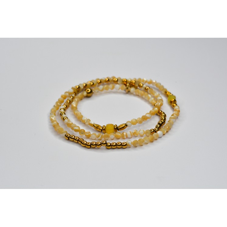 Bracelet ROSE Triple Perles de Coquillage