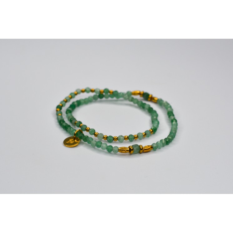 Bracelet ROSE Double Aventurine verte