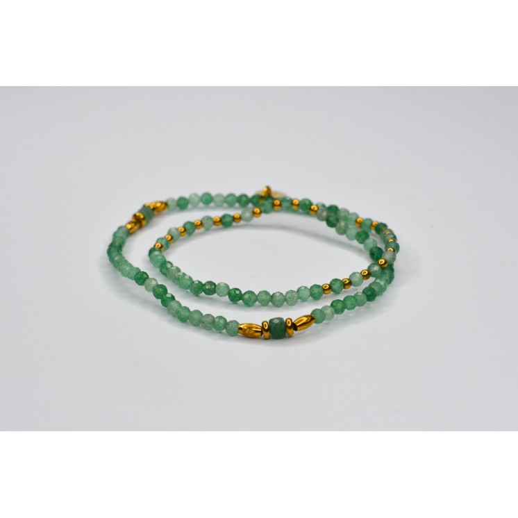 Bracelet ROSE Double Aventurine verte