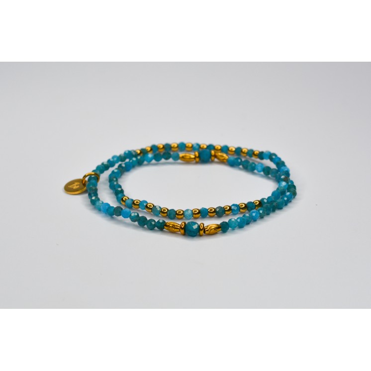 Bracelet ROSE Double Apatite bleue