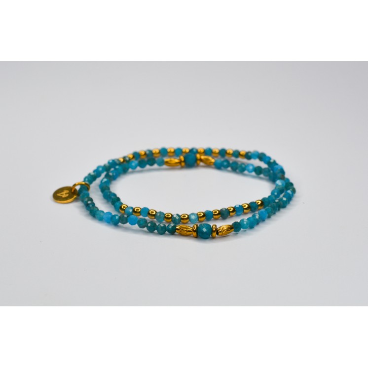 Bracelet ROSE Double Apatite bleue